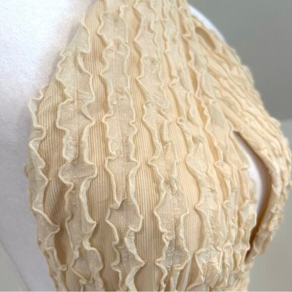Princess Polly NWT Chayse Ruffle Halter Top Beige - Picture 6 of 7